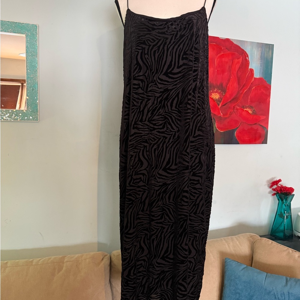 Wild Fable Black Spaghetti Strap Maxi Dress with Velvet Damask Xxl 2XL